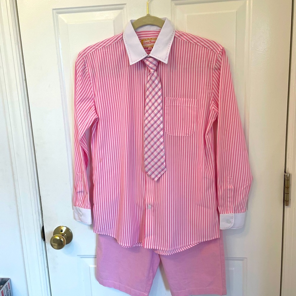 James Morgan new pink shirt with tie & pink shorts